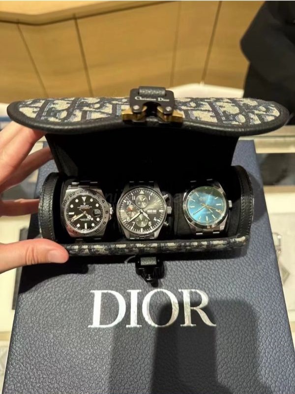 Christian Dior Gallop Watch Case Beige and Black Dior Oblique Jacquard