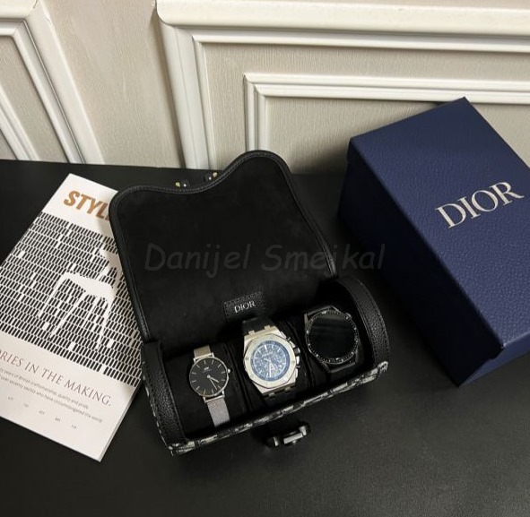 Christian Dior Gallop Watch Case Beige and Black Dior Oblique Jacquard