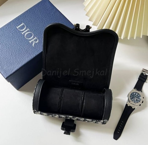 Christian Dior Gallop Watch Case Beige and Black Dior Oblique Jacquard