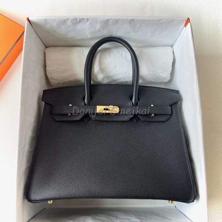 Hermes Bags Birkin Togo Ck89 Black Gold Hardware 30cm