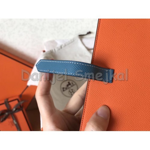 Hermes Bi-Color Epsom Bearn Wallet Orange Blue Jean