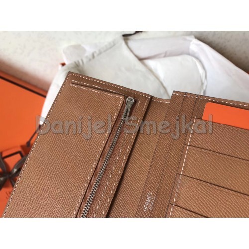 Hermes Bi-Color Epsom Bearn Wallet TaupeBrown 