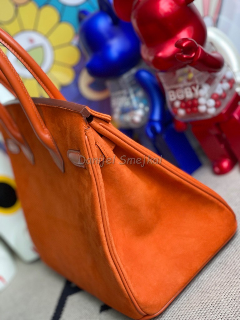 Hermes Birkin 30cm Chamois & Boxcalf Orange Silver 30cm