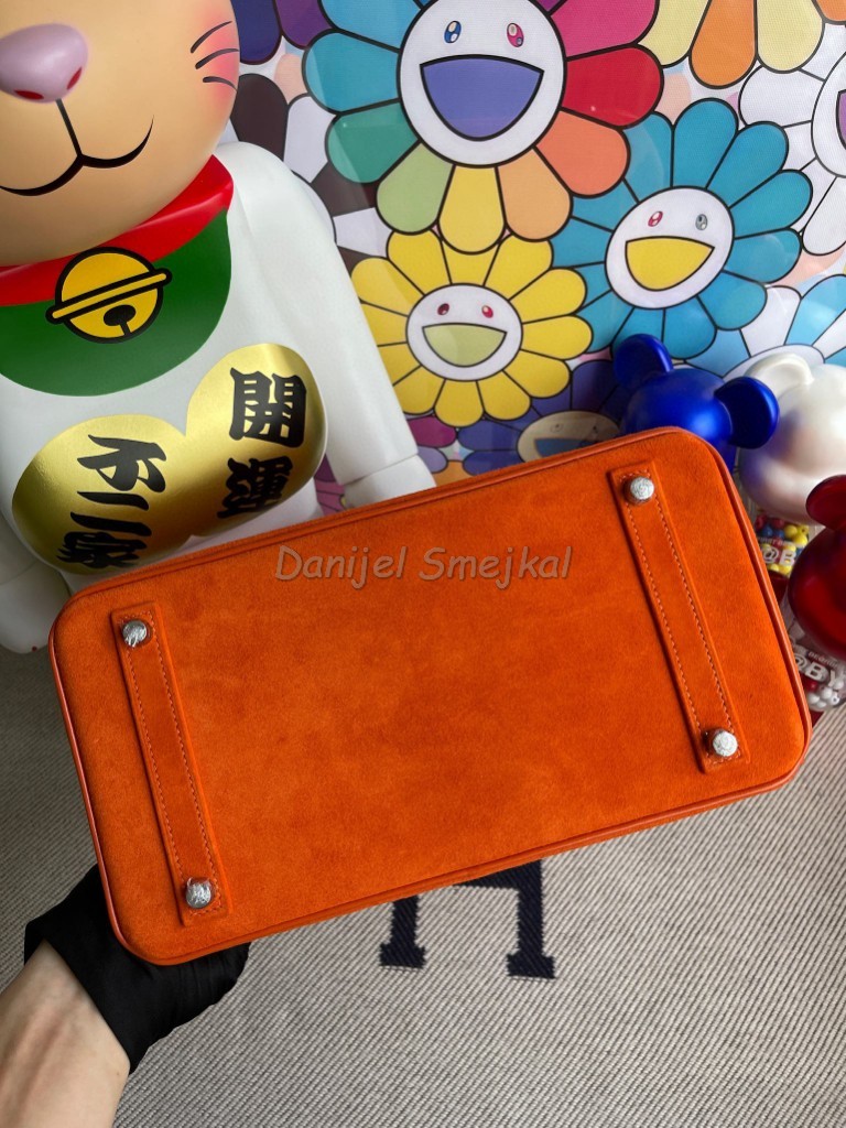 Hermes Birkin 30cm Chamois & Boxcalf Orange Silver 30cm