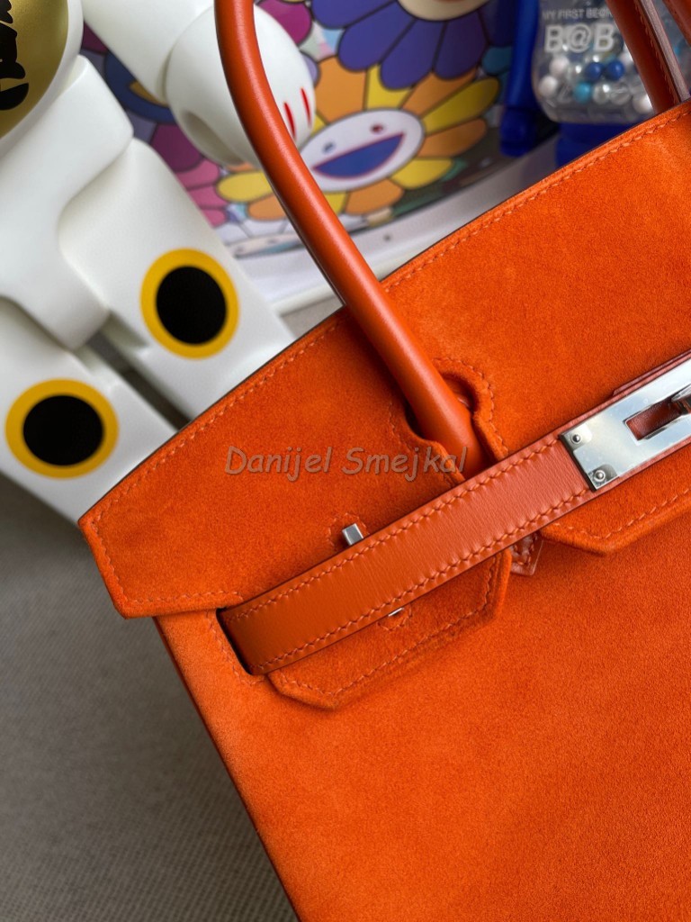 Hermes Birkin 30cm Chamois & Boxcalf Orange Silver 30cm