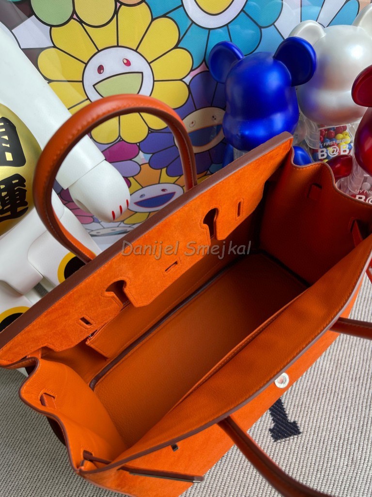 Hermes Birkin 30cm Chamois & Boxcalf Orange Silver 30cm