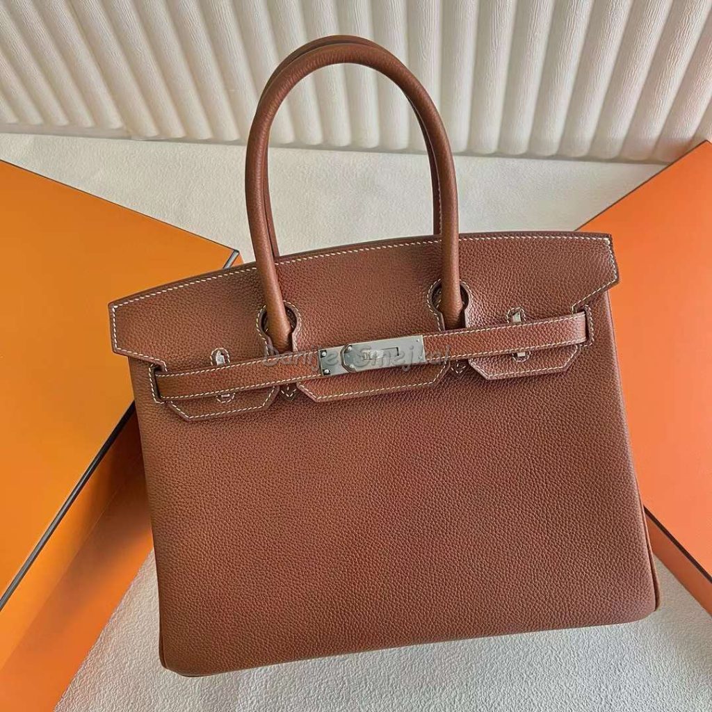 Hermes Birkin Barenia Ck34 Deep Brown Silver Hardware 30cm