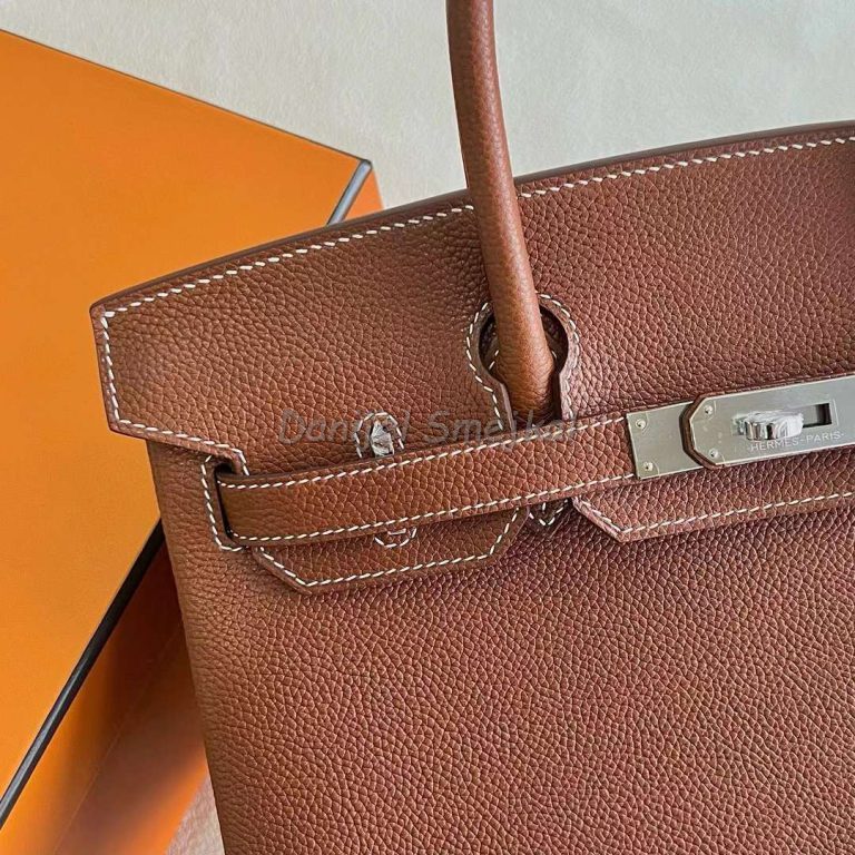Hermes Birkin Barenia Ck34 Deep Brown Silver Hardware 30cm
