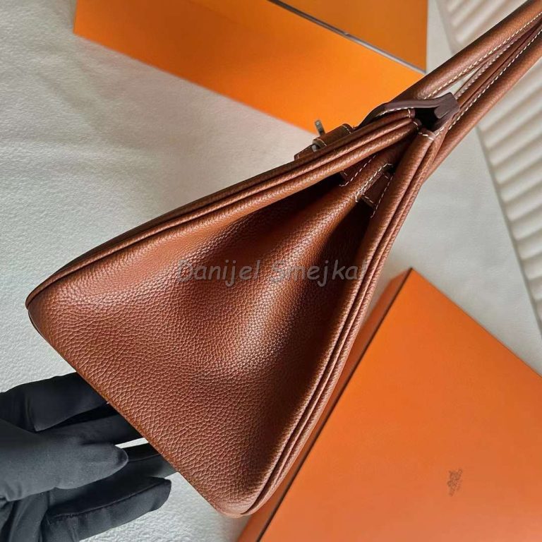 Hermes Birkin Barenia Ck34 Deep Brown Silver Hardware 30cm