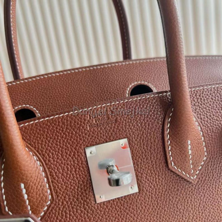 Hermes Birkin Barenia Ck34 Deep Brown Silver Hardware 30cm