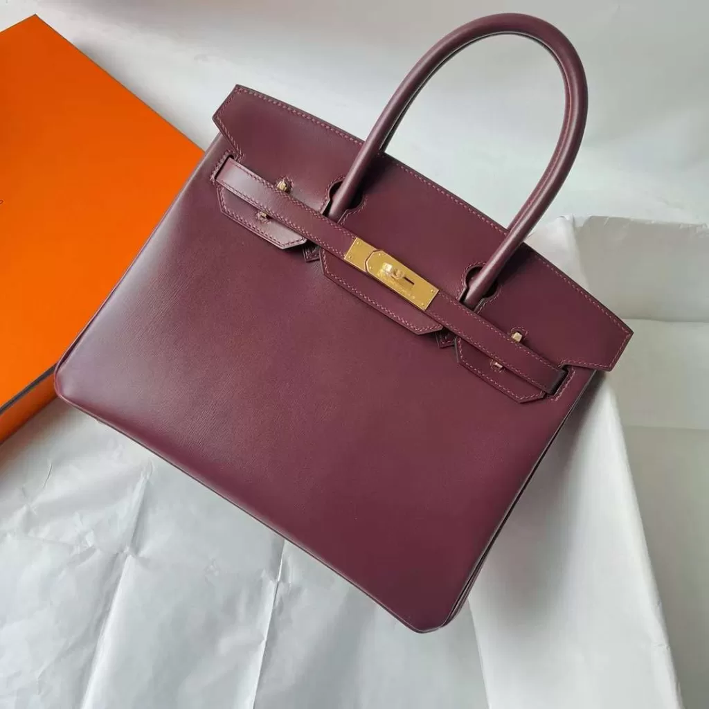 Hermes Birkin Box Ck57 Bordeaux Red Gold Hardware 30cm