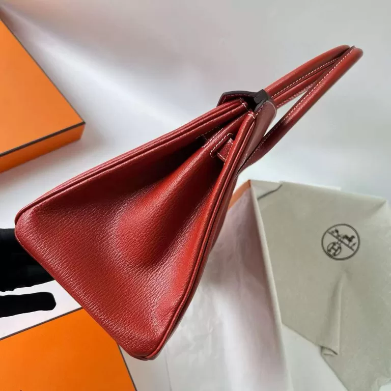 Hermes Birkin Chevre Brick Red Silver Hardware 30cm