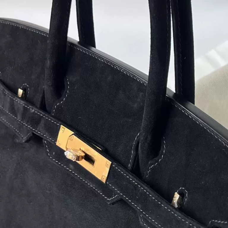 Hermes Birkin Suede Chamois Ck89 Black Gold Hardware Ghw 30cm