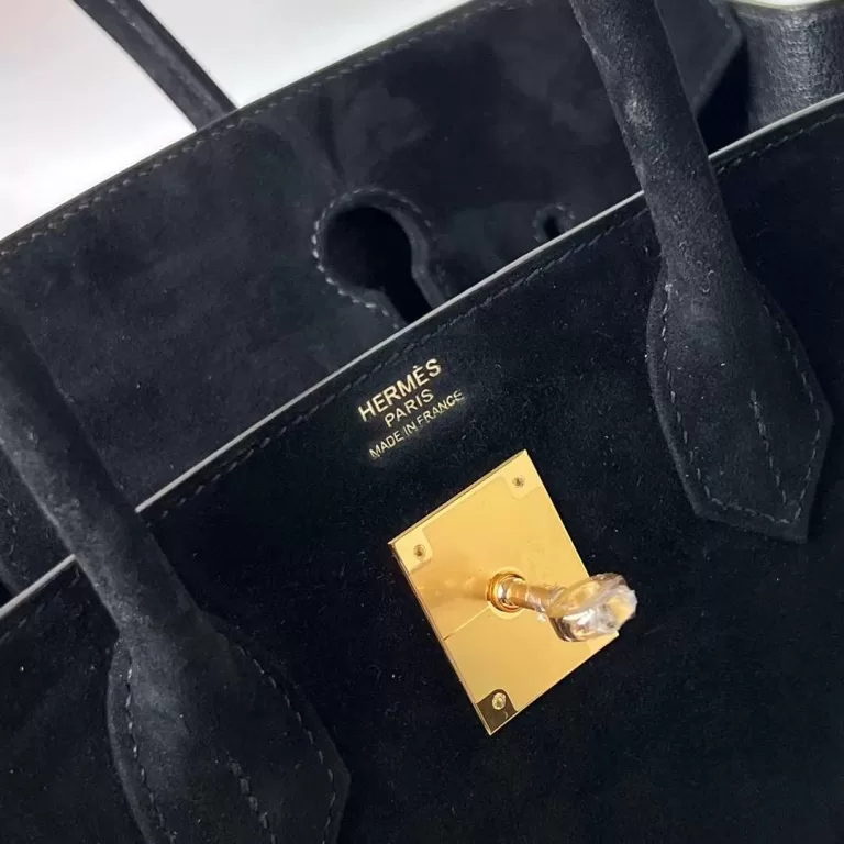 Hermes Birkin Suede Chamois Ck89 Black Gold Hardware Ghw 30cm