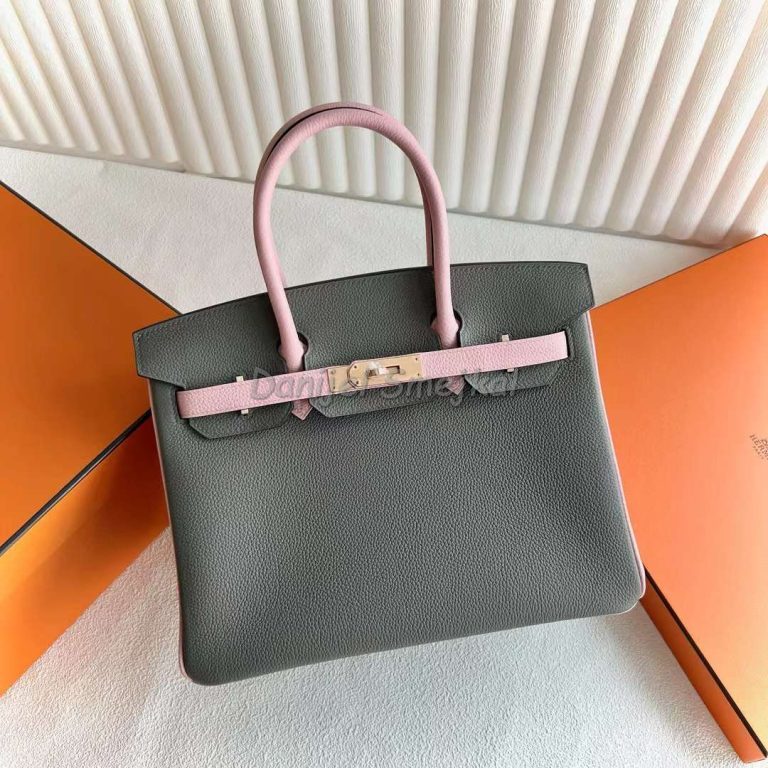 Hermes Birkin Togo 0L Gray & 3Q New Pink Rose Gold Hardware 30cm