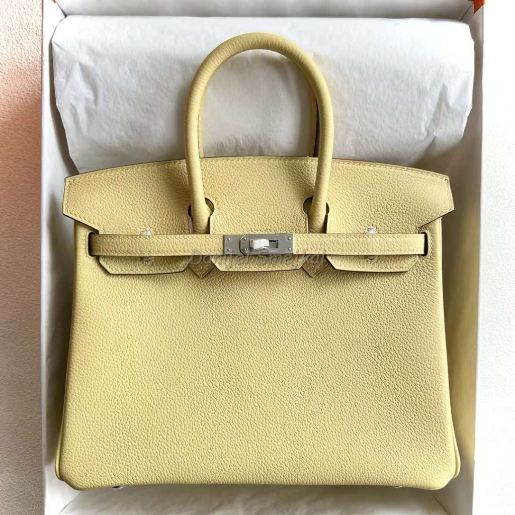 Hermes Birkin Togo 1Z Light Yellow Silver Hardware 25cm