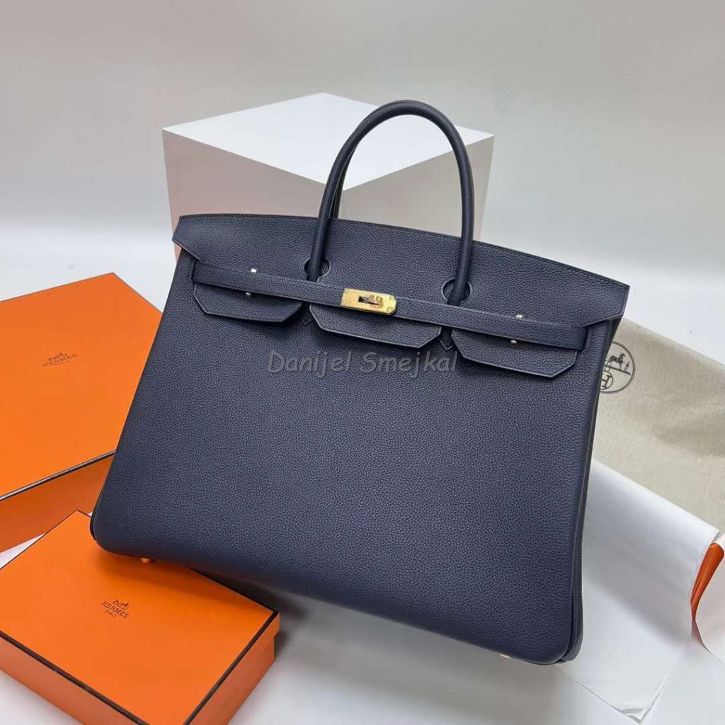 Hermes Birkin Togo 2Z Midnight Blue Gold Hardware Ghw 40cm