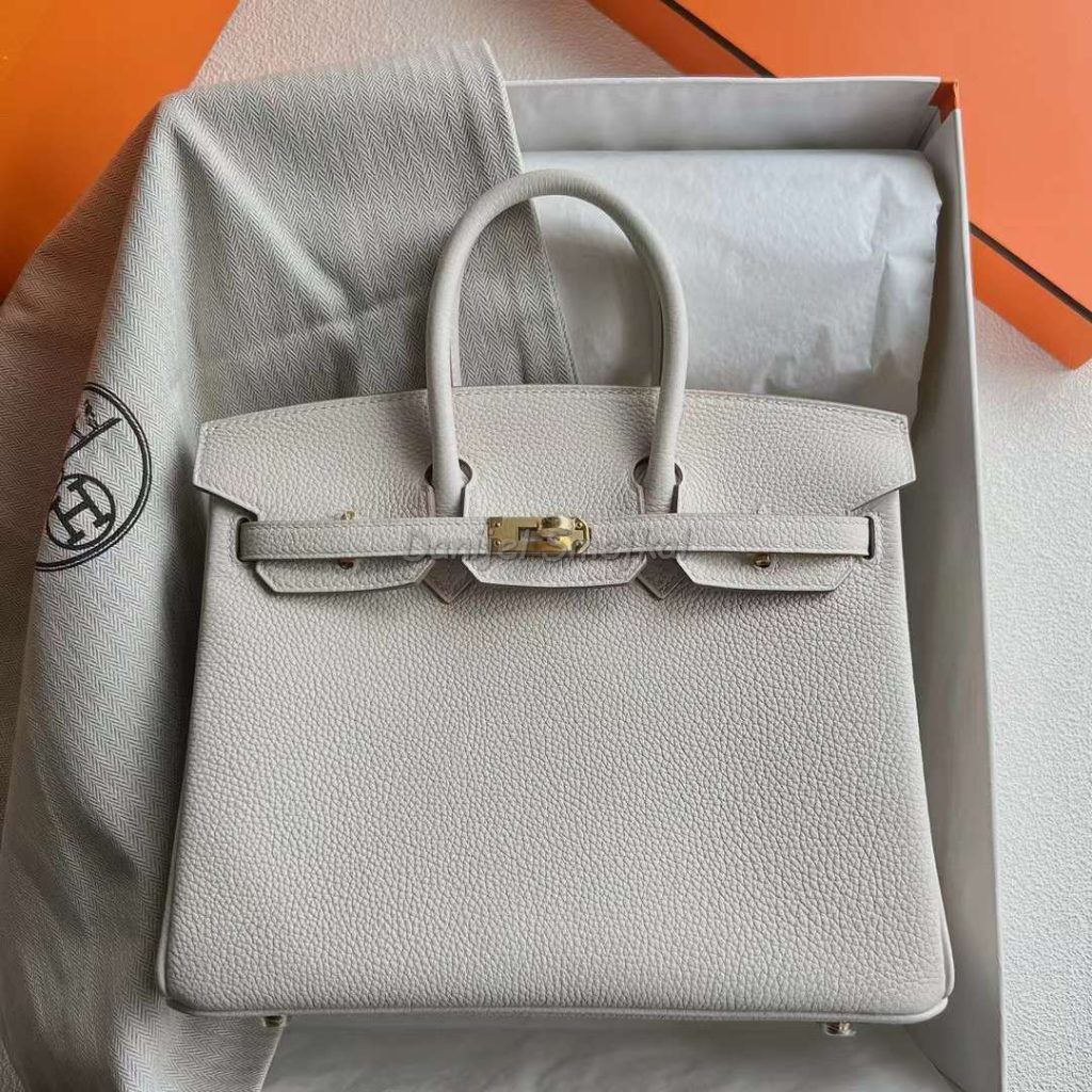 Hermes Birkin Togo 8L Ice White Gold Hardware 25cm