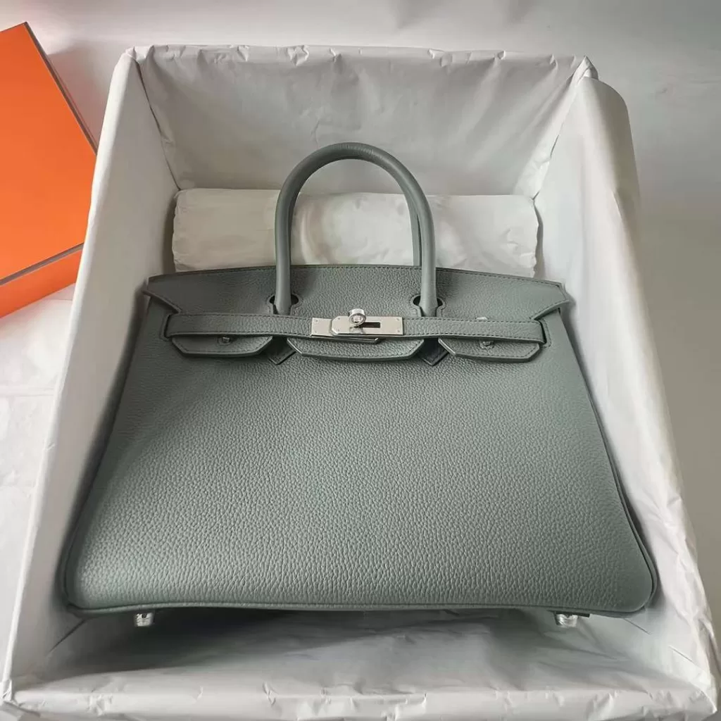 Hermes Birkin Togo CC63 Apricot Green Silver Hardware 30cm