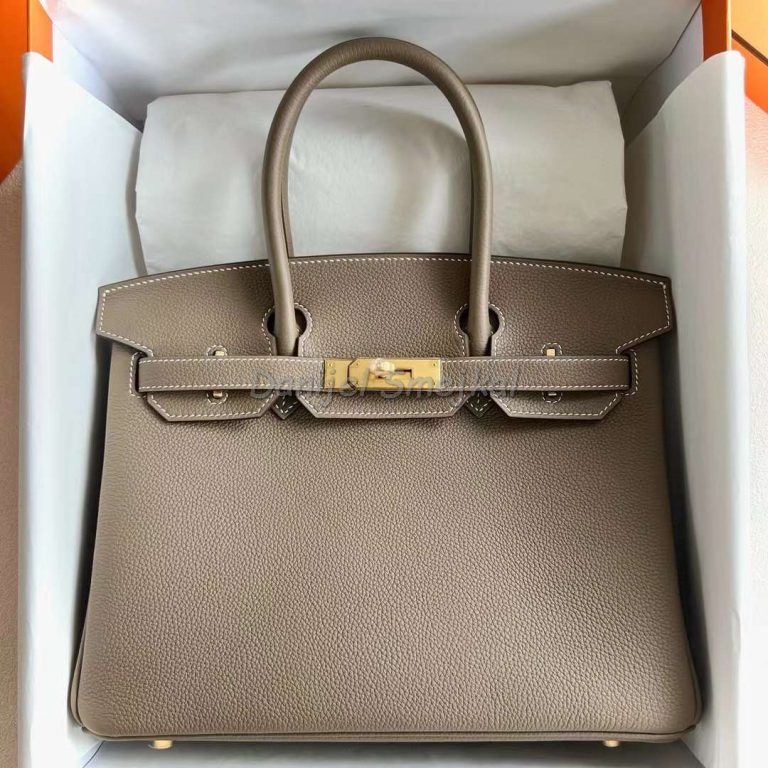 Hermes Birkin Togo Ck18 Etoupe Gray Gold Hardware 30cm