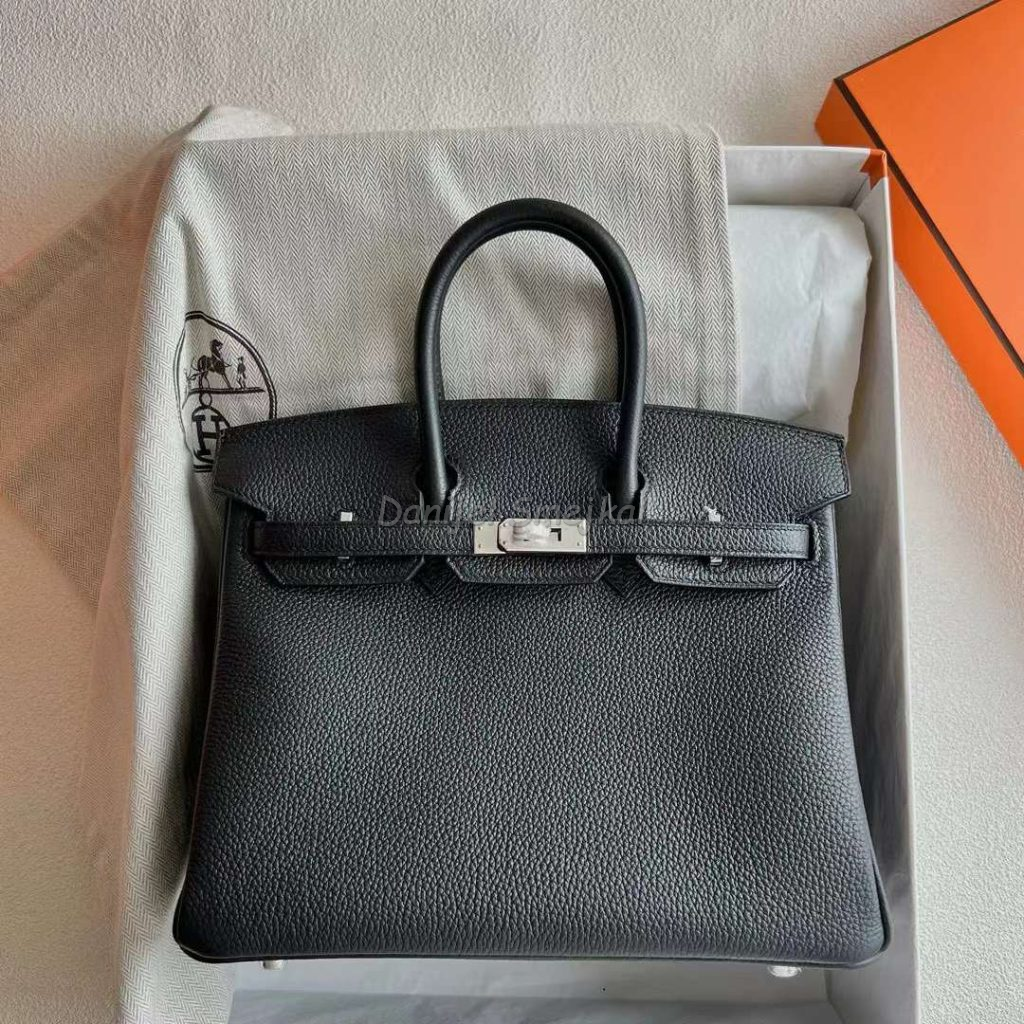 Hermes Birkin Togo Ck89 Black & Ck75 Denim blue Silver Hardware 25cm