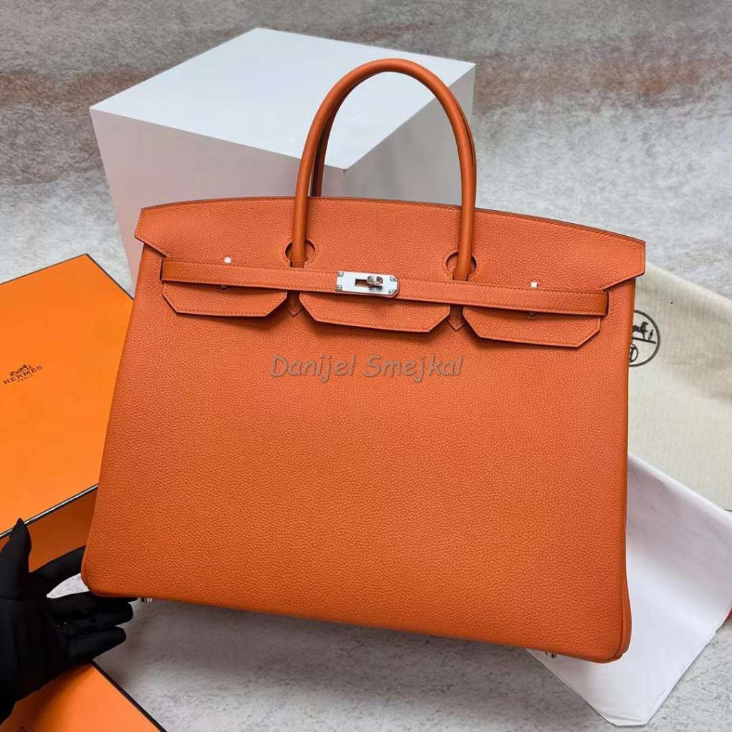 Hermes Birkin Togo Ck93 Orange & Rose Purple Silver Hardware Phw 40cm