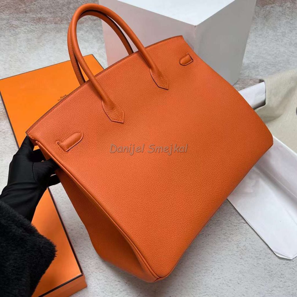 Hermes Birkin Togo Ck93 Orange & Rose Purple Silver Hardware Phw 40cm