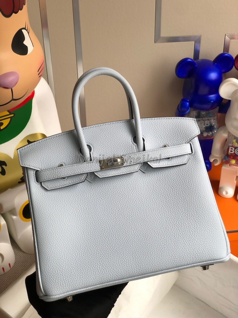 Hermes Birkin Togo T0 Bleu Brume Silver 25cm
