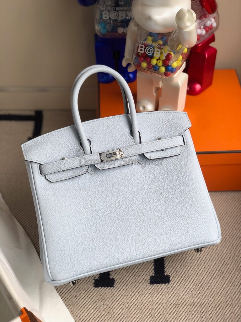 Hermes Birkin Togo T0 Bleu Brume Silver 25cm