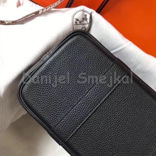 Hermes Black Clemence Garden Party 30cm Handmade Bag 