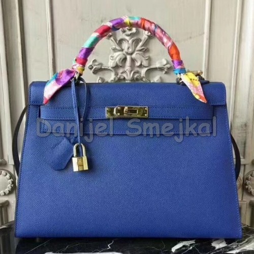 Hermes Blue Electric Epsom Kelly 32cm