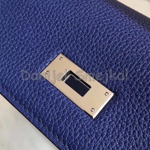 Hermes Blue Kelly 28cm Bag With Zigzag Handle