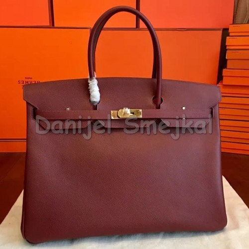 Hermes Bordeaux Epsom Birkin 40cm Handmade Bag