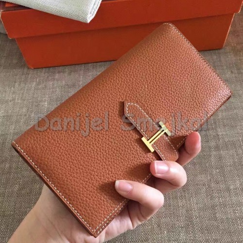 Hermes Brown Clemence Bearn Gusset Wallet