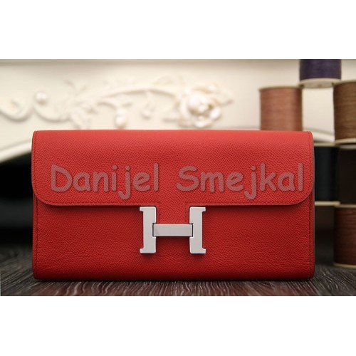 Hermes Constance Wallet In Red Epsom Leather 