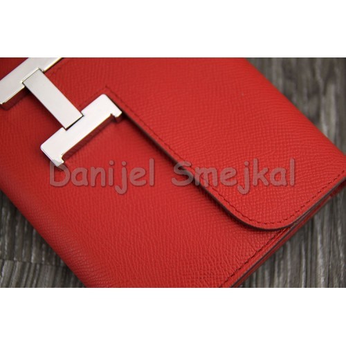 Hermes Constance Wallet In Red Epsom Leather 