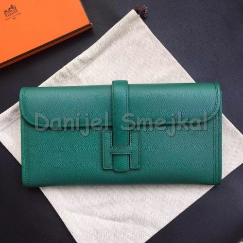 Hermes Dark Green Epsom Jige Elan 29 Clutch