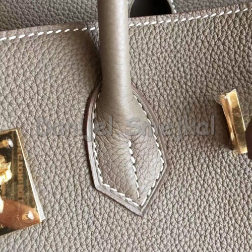 Hermes Etoupe Clemence Birkin 40cm Handmade Bag