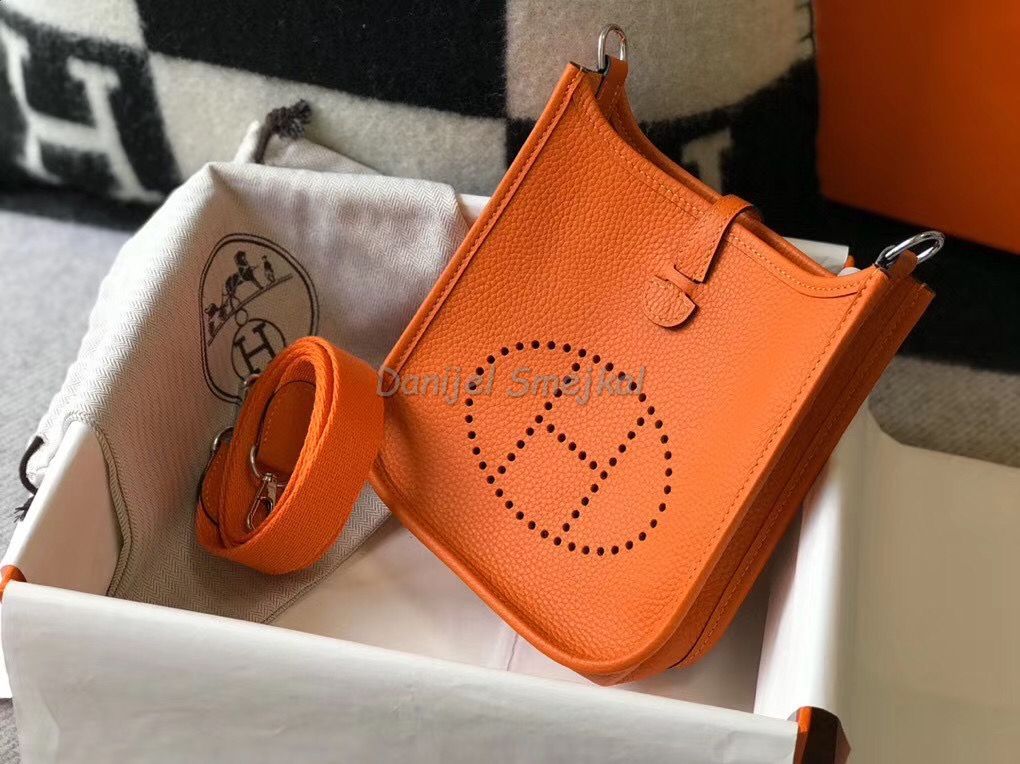 Hermes Evelyne III TPM Bag In Orange 17cm