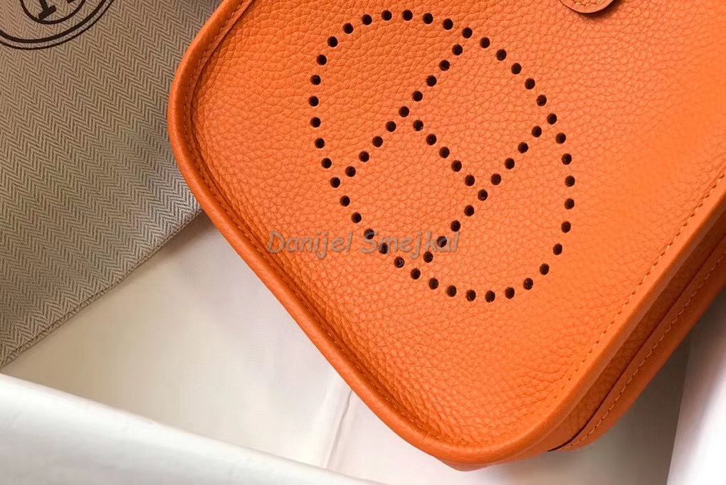 Hermes Evelyne III TPM Bag In Orange 17cm