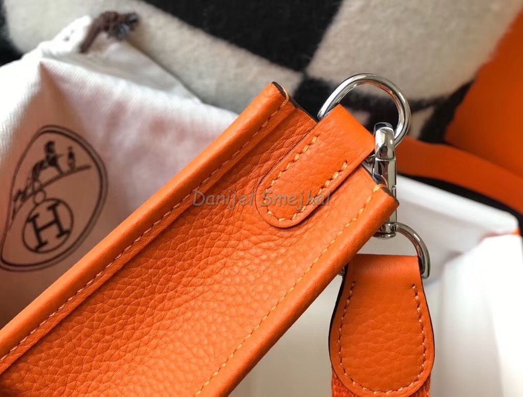 Hermes Evelyne III TPM Bag In Orange 17cm