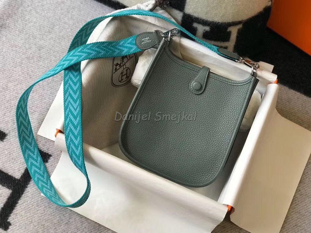 Hermes Evelyne III TPM Bag In Vert Amande 17cm