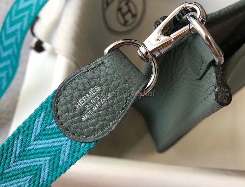 Hermes Evelyne III TPM Bag In Vert Amande 17cm