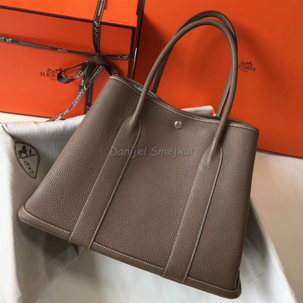 Hermes Garden Party 36 Bag In Taupe Clemence Leather