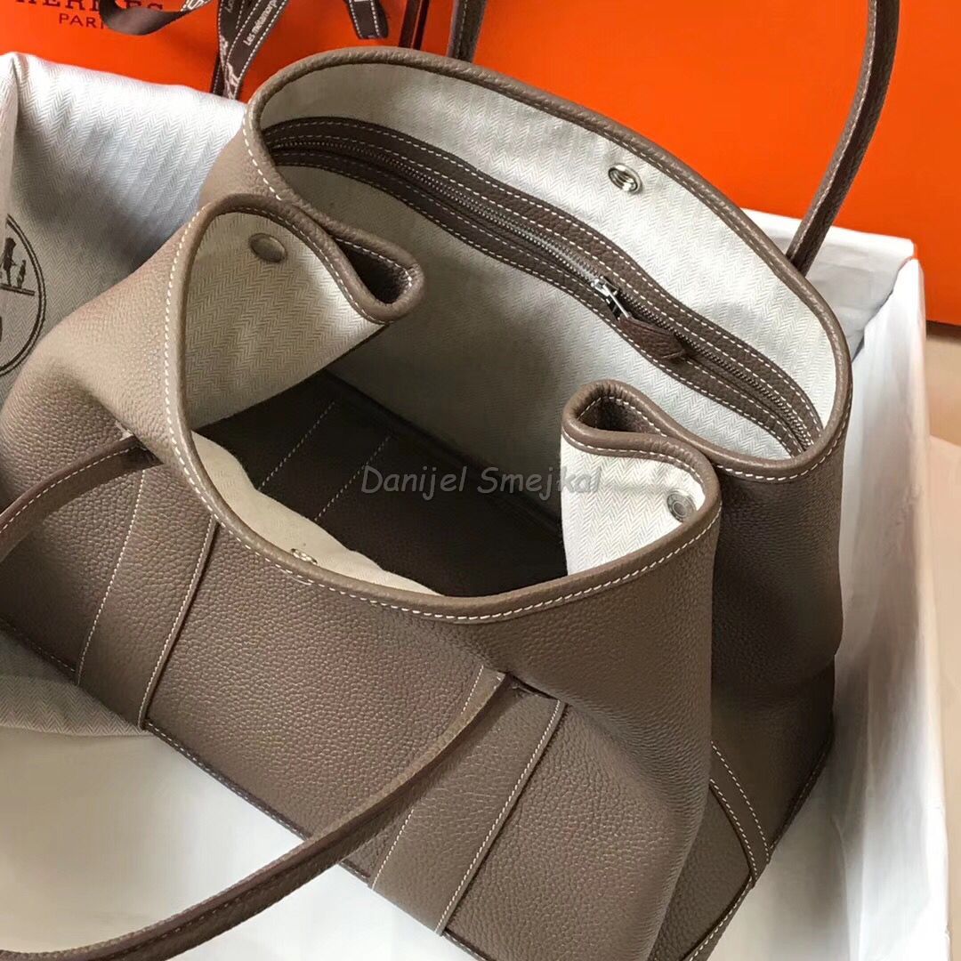 Hermes Garden Party 36 Bag In Taupe Clemence Leather