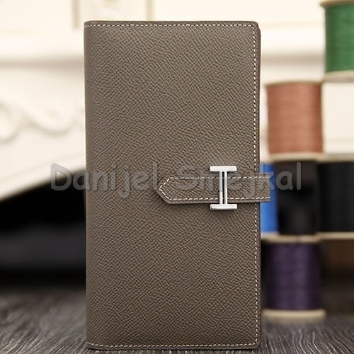 Hermes Gray Epsom Bearn Gusset Wallet 