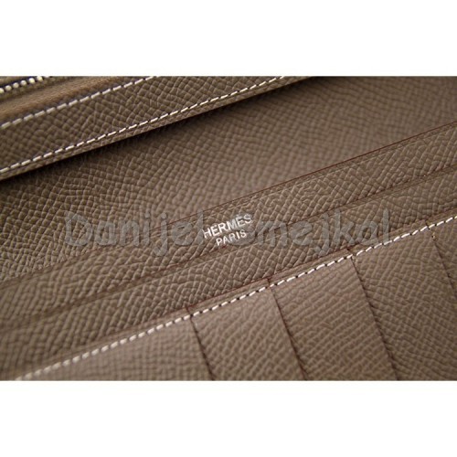 Hermes Gray Epsom Bearn Gusset Wallet 