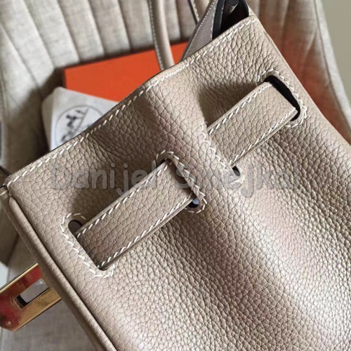 Hermes Grey Clemence Birkin 30cm Handmade Bag