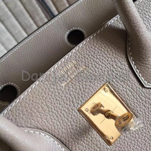 Hermes Grey Clemence Birkin 30cm Handmade Bag