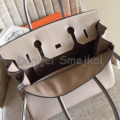 Hermes Grey Clemence Birkin 30cm Handmade Bag